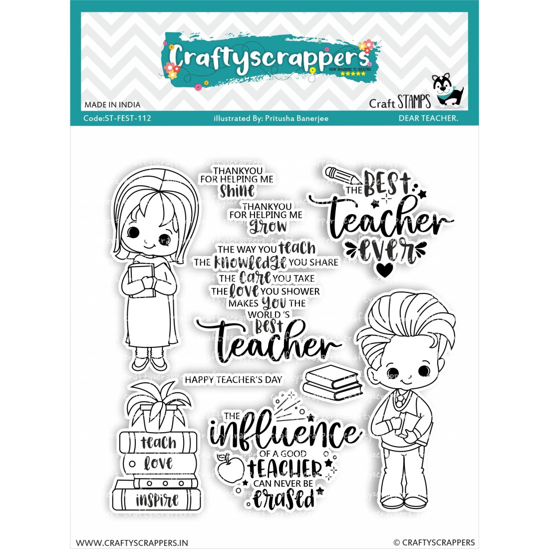 Craftyscrappers Stamps- DEAR TEACHER